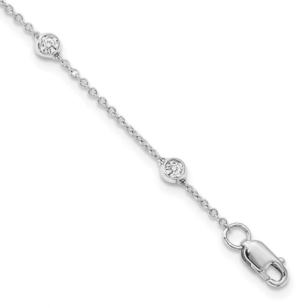 14k White Gold 1/2 Ct Lab Grown Diamond (E-F, VS1) Station Anklet - 9in